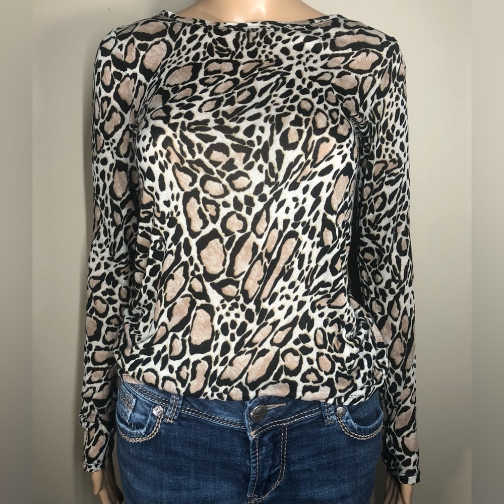 Bcbgmaxazria cheetah print sheer top